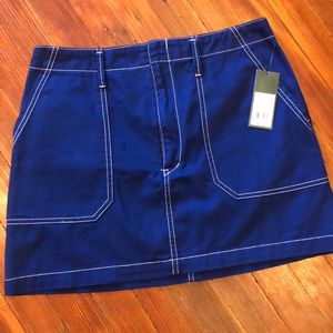 Blue denim mini skirt